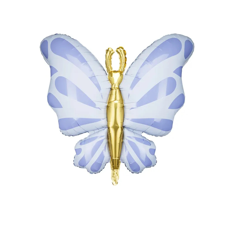 Kindergeburtstag-Folienballon-Schmetterling-Blau-Gold-1