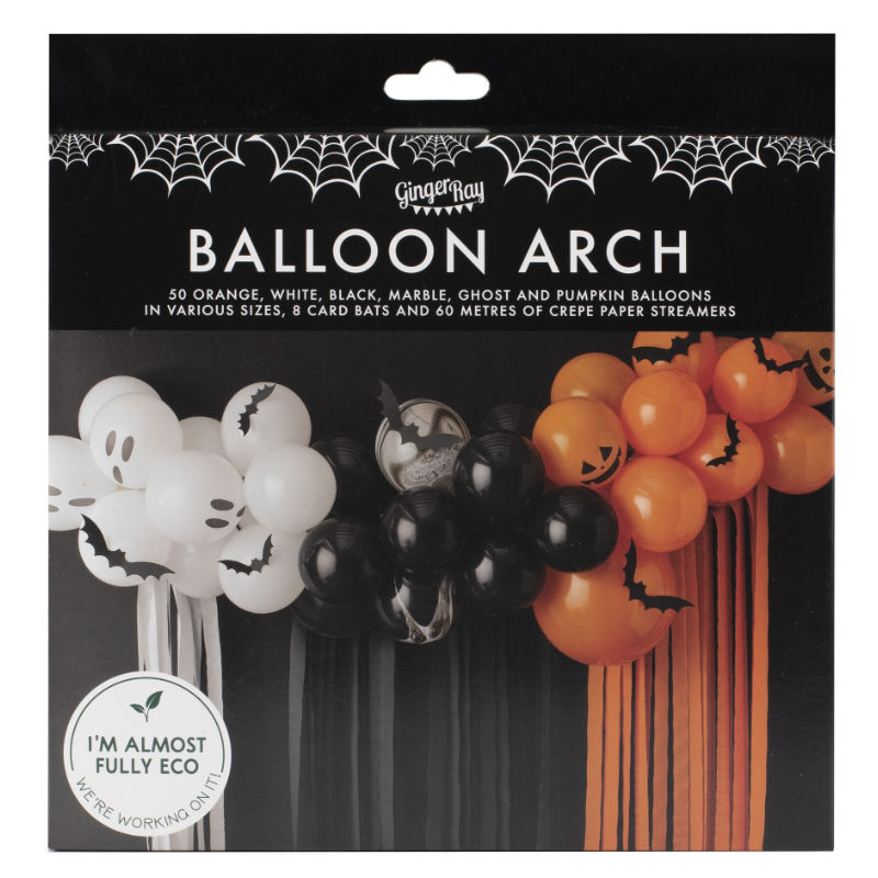 Kindergeburtstag-Ballonbogen_Halloween_orange_weiss_schwarz_1