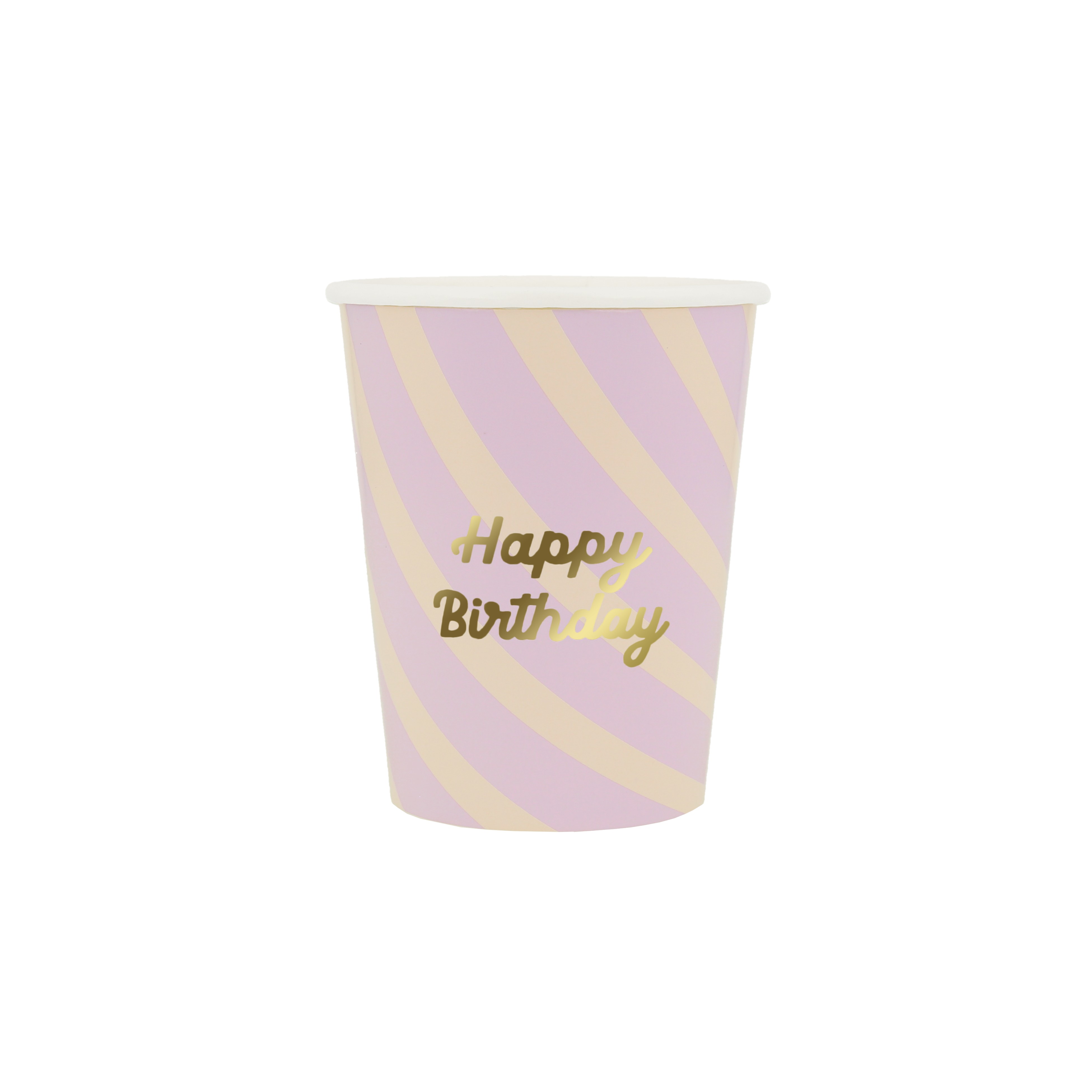 Birthday-Becher, Pappbecher, Pastellrosa, Goldene Beschriftung, Dekorationsbecher