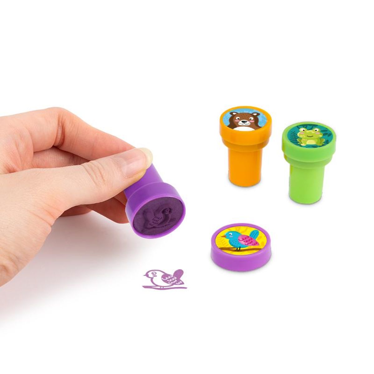 stempel, stempelset, kinderspielzeug, vögel-stempel, farbig