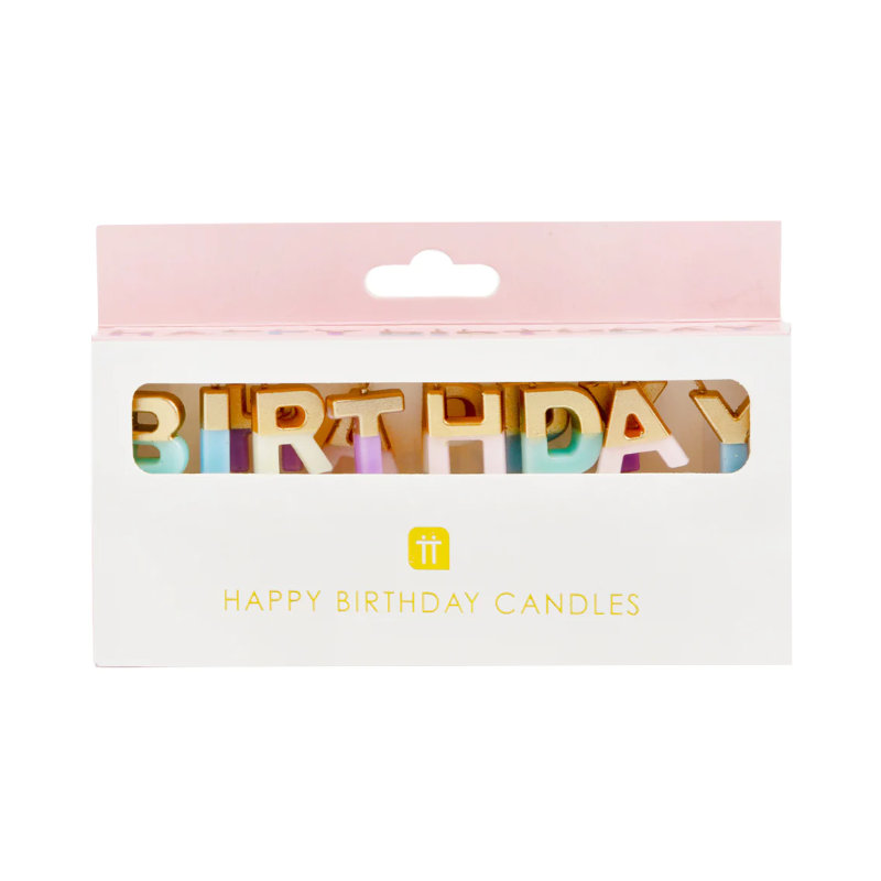 Geburtstagskerze HAPPY BIRTHDAY pastell, 1 Stk.