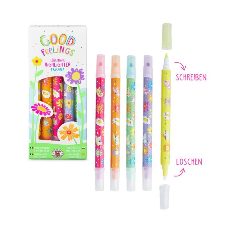 Leuchtstifte-Set Blumen löschbar, 5 Stk.