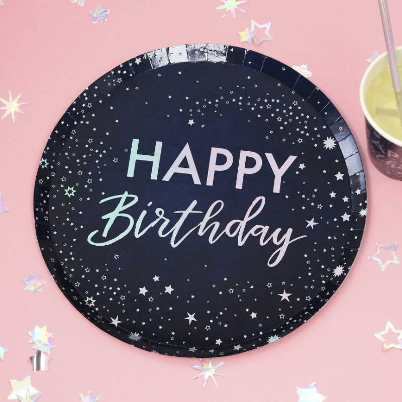 Kindergeburtstag-Partyteller_Happy_Birthday_schillernd_8_Stk_1
