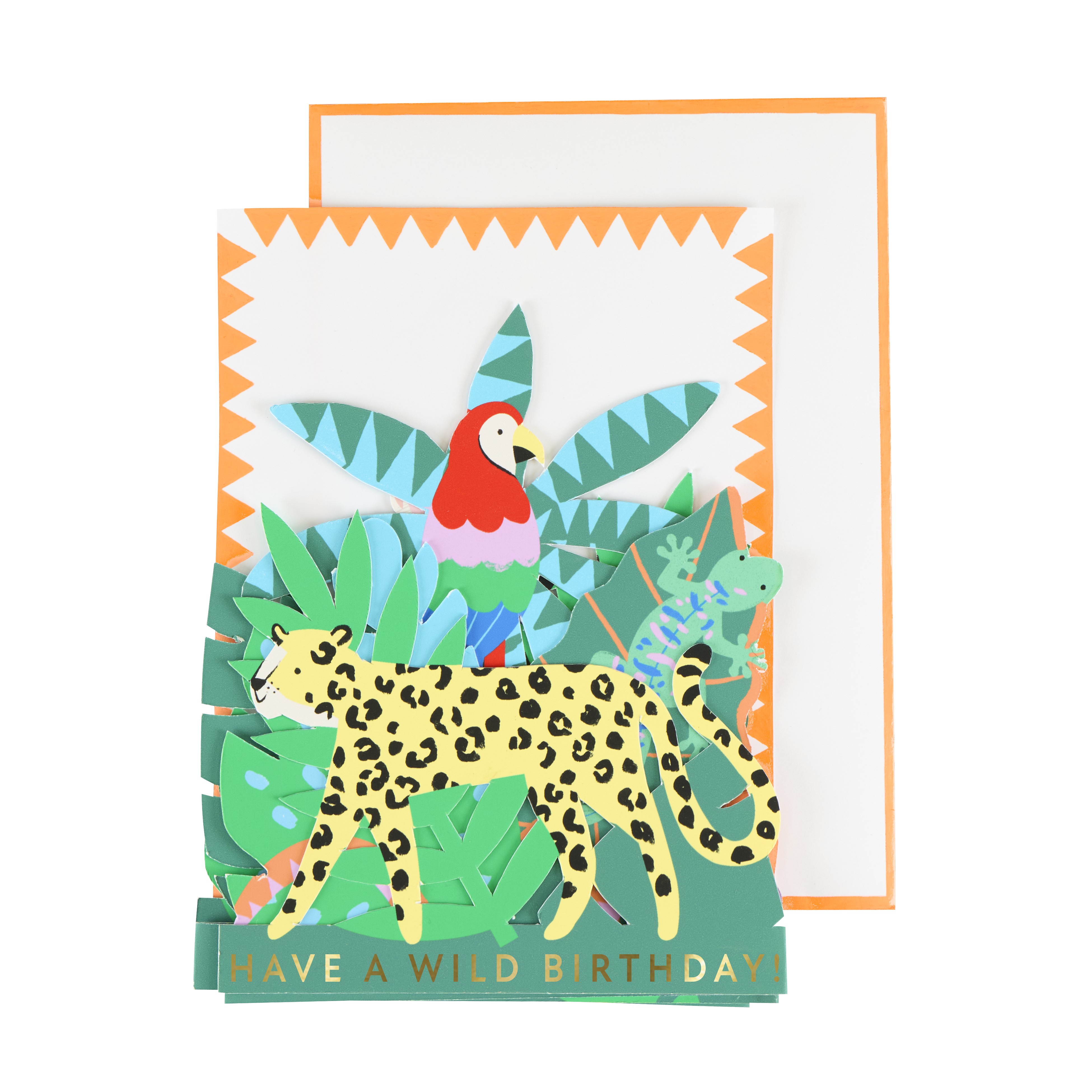Papierkarte, Tierwelt, Dschungel, Leopard, Geburtstag