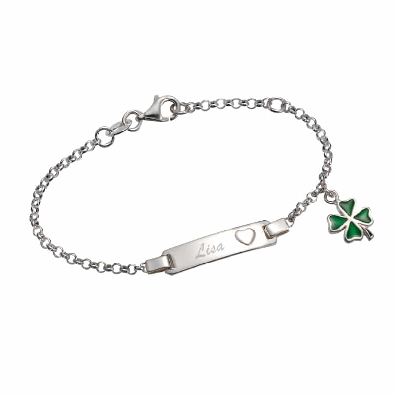 armband, kette, personalisiert, herz, vierblattshof