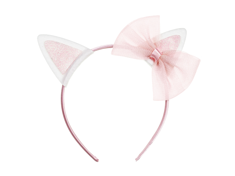 Kopfband, Katzenohren, Glitzer, Schleife, Pink