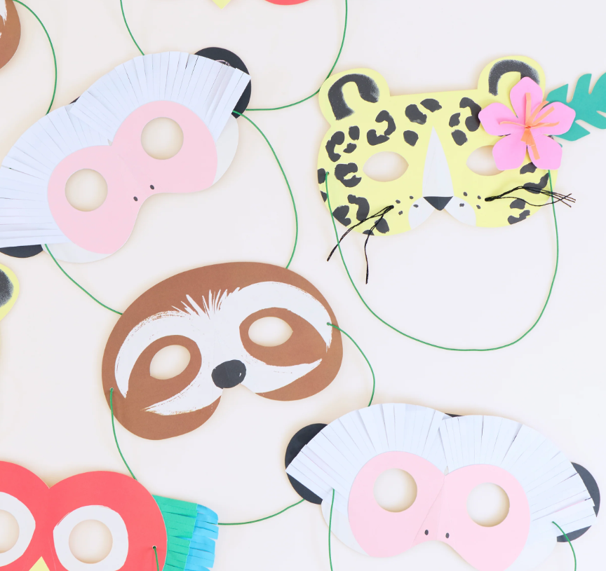 Maske, Partymaske, Tiermaske, Papiertmasken, bunt