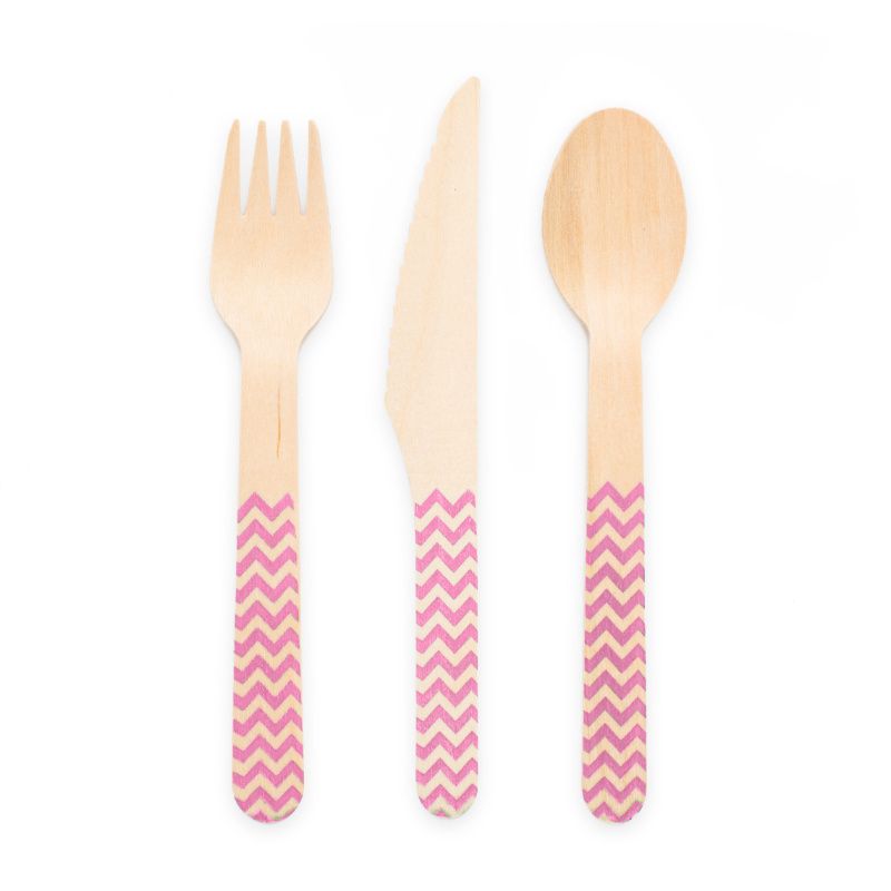 Holzbesteck Hot Pink, 18 Stk.