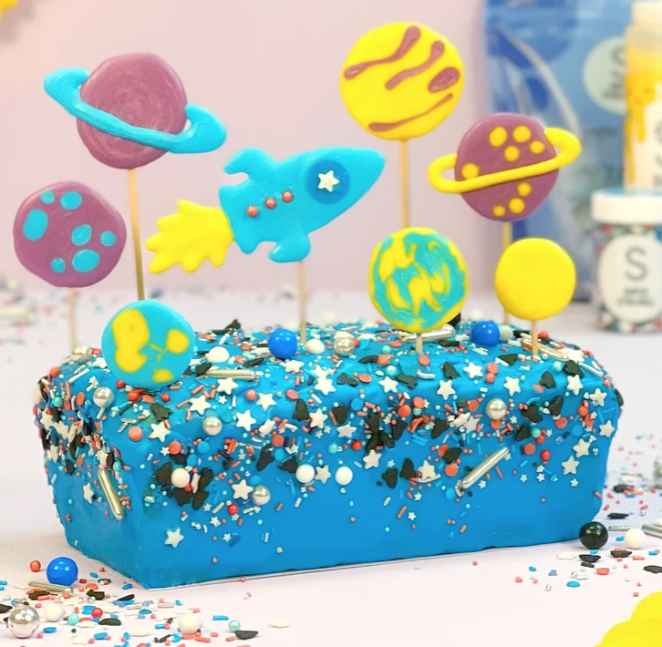 Kuchen, Torte, Blau, Sterne, Planeten