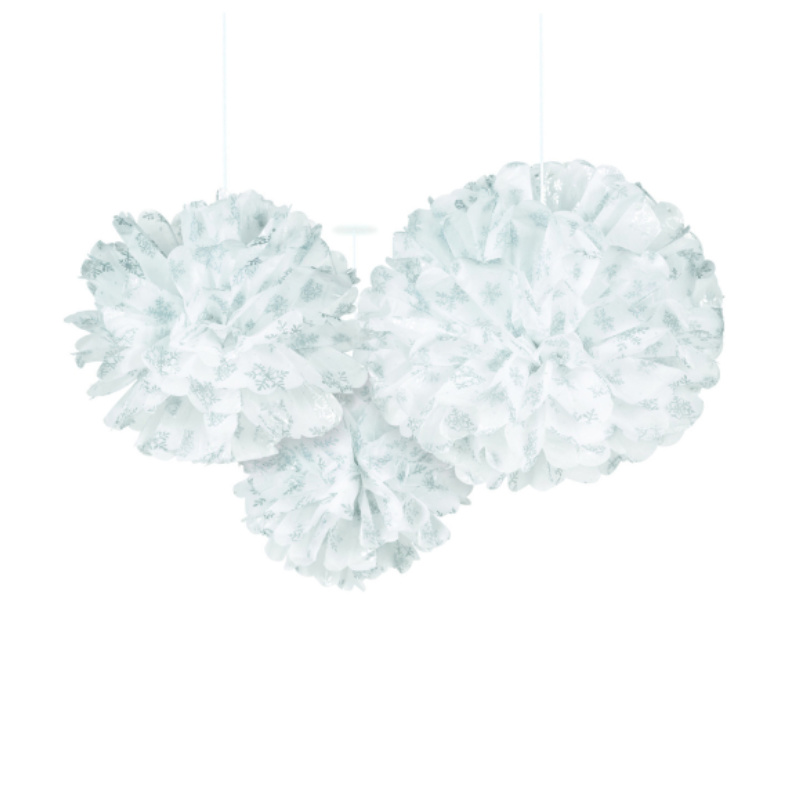 Pompon weiss mit Schneeflocken