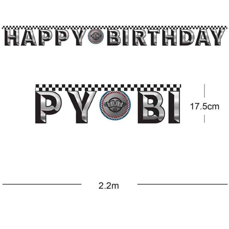 Kindergeburtstag-Girlande-Happy-Birthday-Autorennen