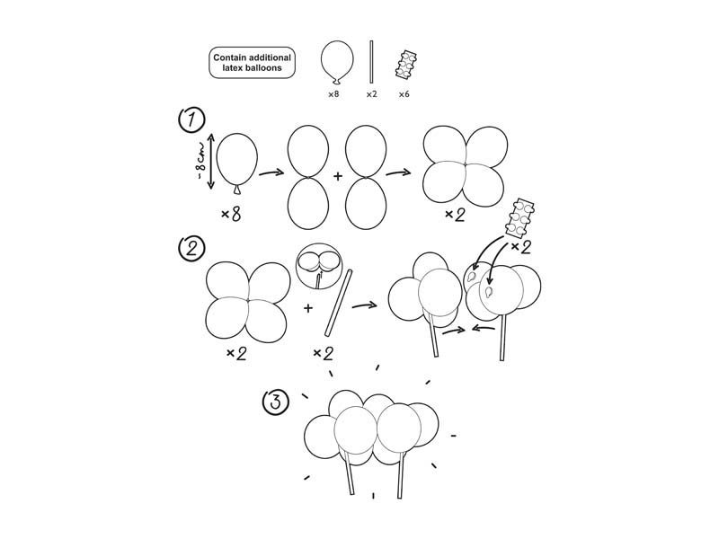 balloons, balloon art, flower bouquet, assembly diagram, latex balloons