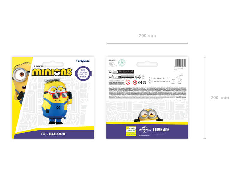 Minions, Foil balloon, Party decor, Yellow, Character figure