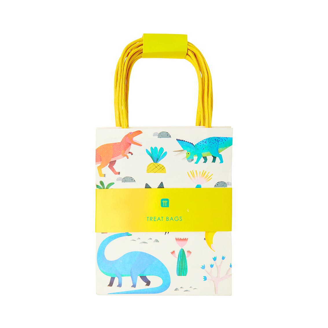 Kinder-Teegeschenk, Tasche, Dinosaurier, Dino Muster, Gelb