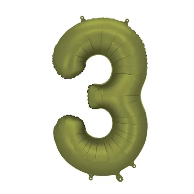 Ballons aluminium 3 vert olive, 1 pcs.