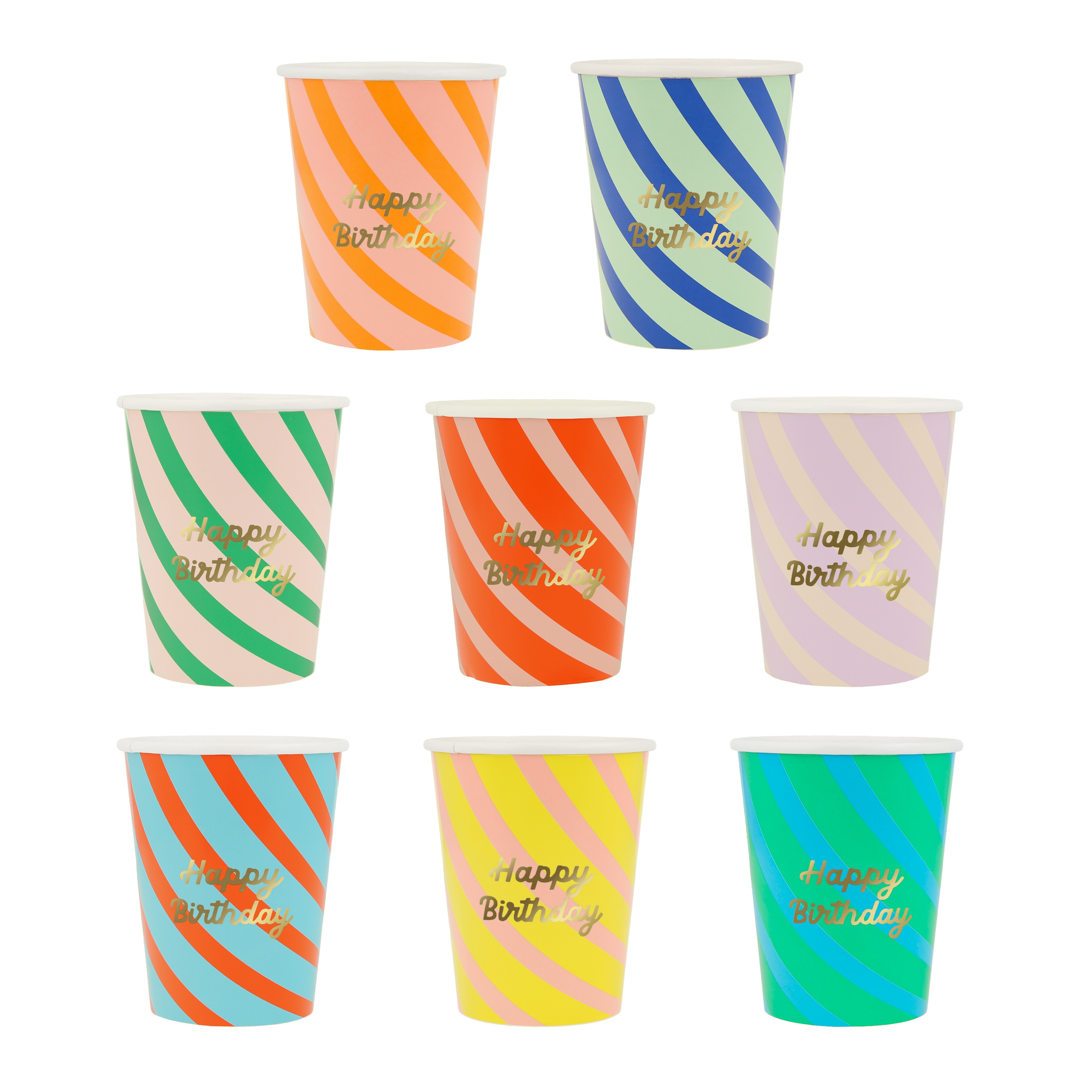plasticu, bechern, gestreiftes design, bunt, partyfavor