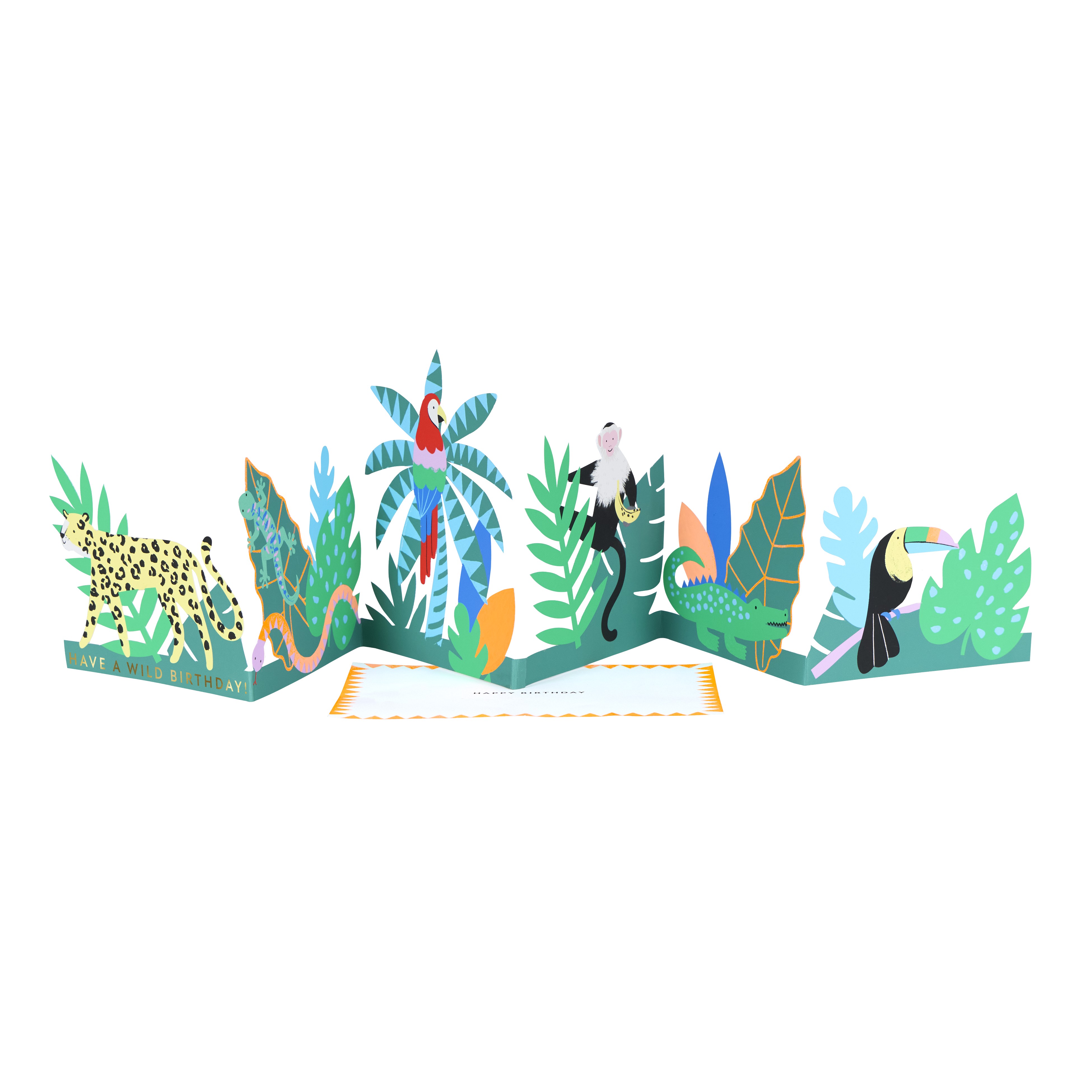 Pop-up Karte, Jungle Thema, Tiermotive, Faltkarte, Geburtstagskarte