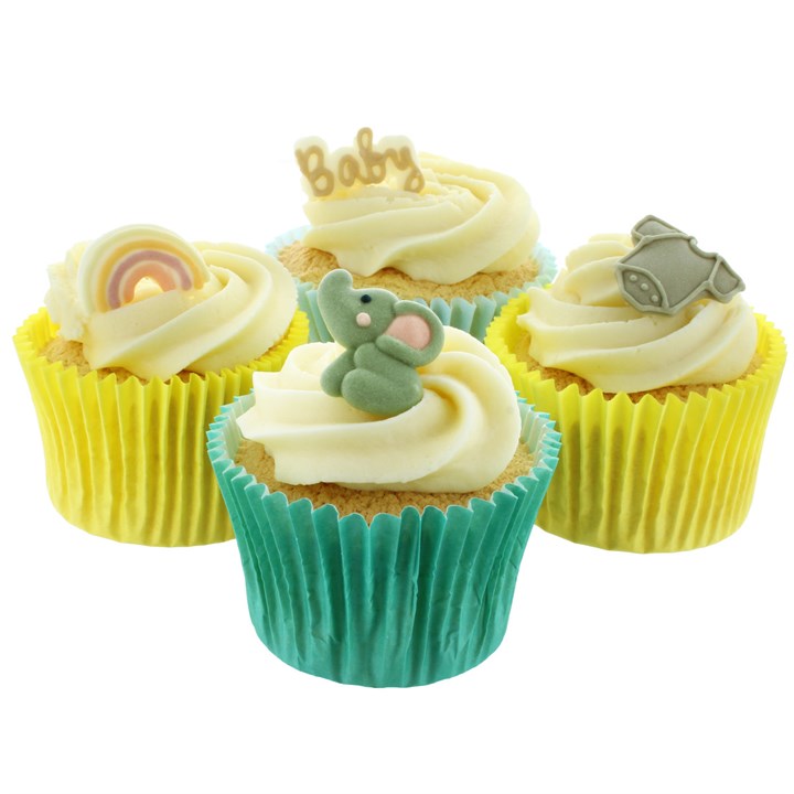 cupcakes, Buttercreme, Dekoration, Kinder, Gelb-Grün