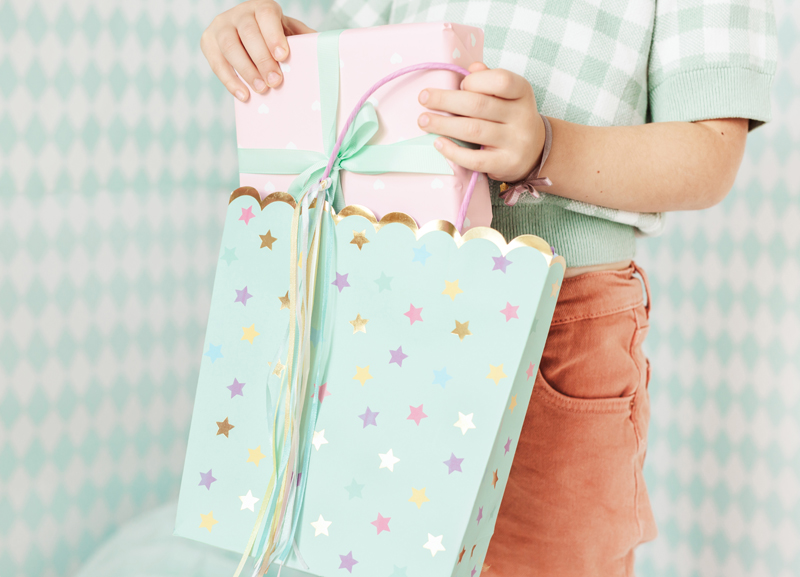 Geschenkverpackung, Geschenk, Paket, Pastell, Sterne