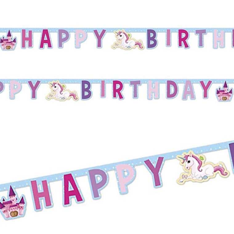 Girlande Happy Birthday Einhorn Traumwelt, 1 Stk.