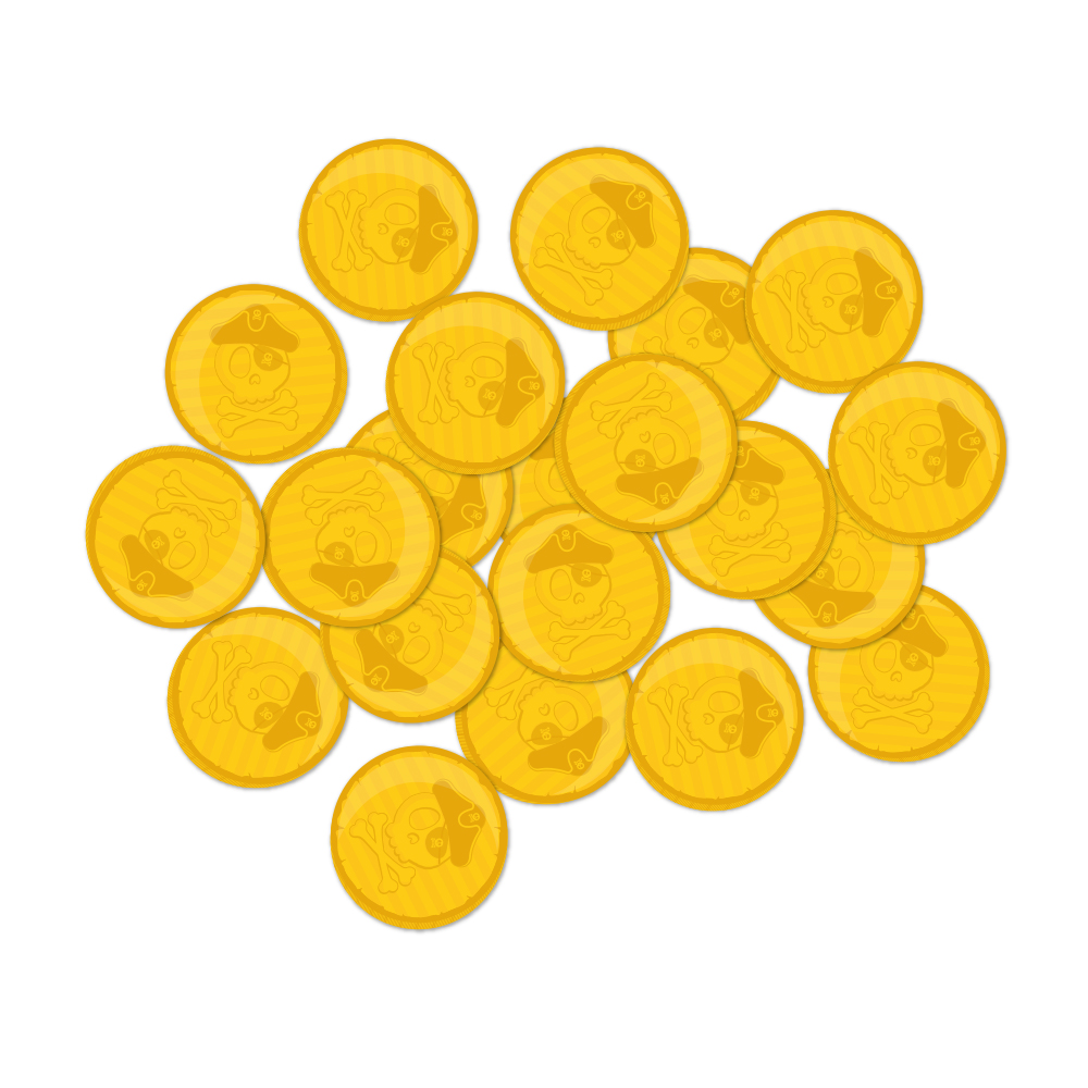 coins, gold, rund, haufen, cartoon-schädel