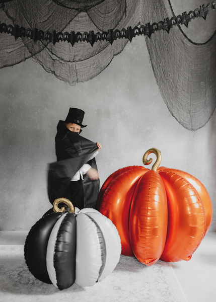 Kürbisballon, Halloween-Deko, Schwarz-Weiß-Schale, Latexballons, Kostümfigur
