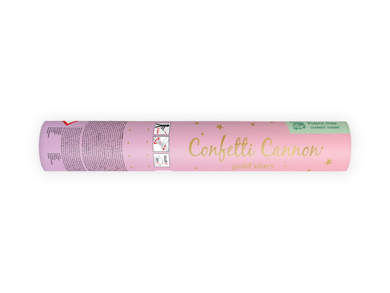 Confetti, Kanon, goldene Sterne, rosa Schlauch, Party-Gag