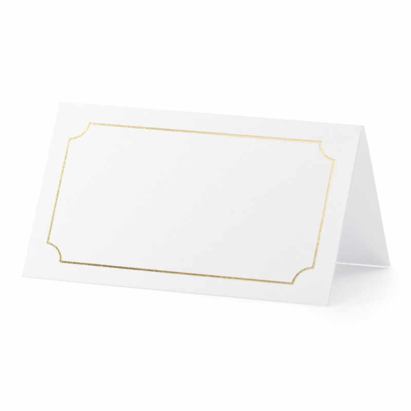 Tischkarten Taufe Weiss & Gold, 10 Stk.