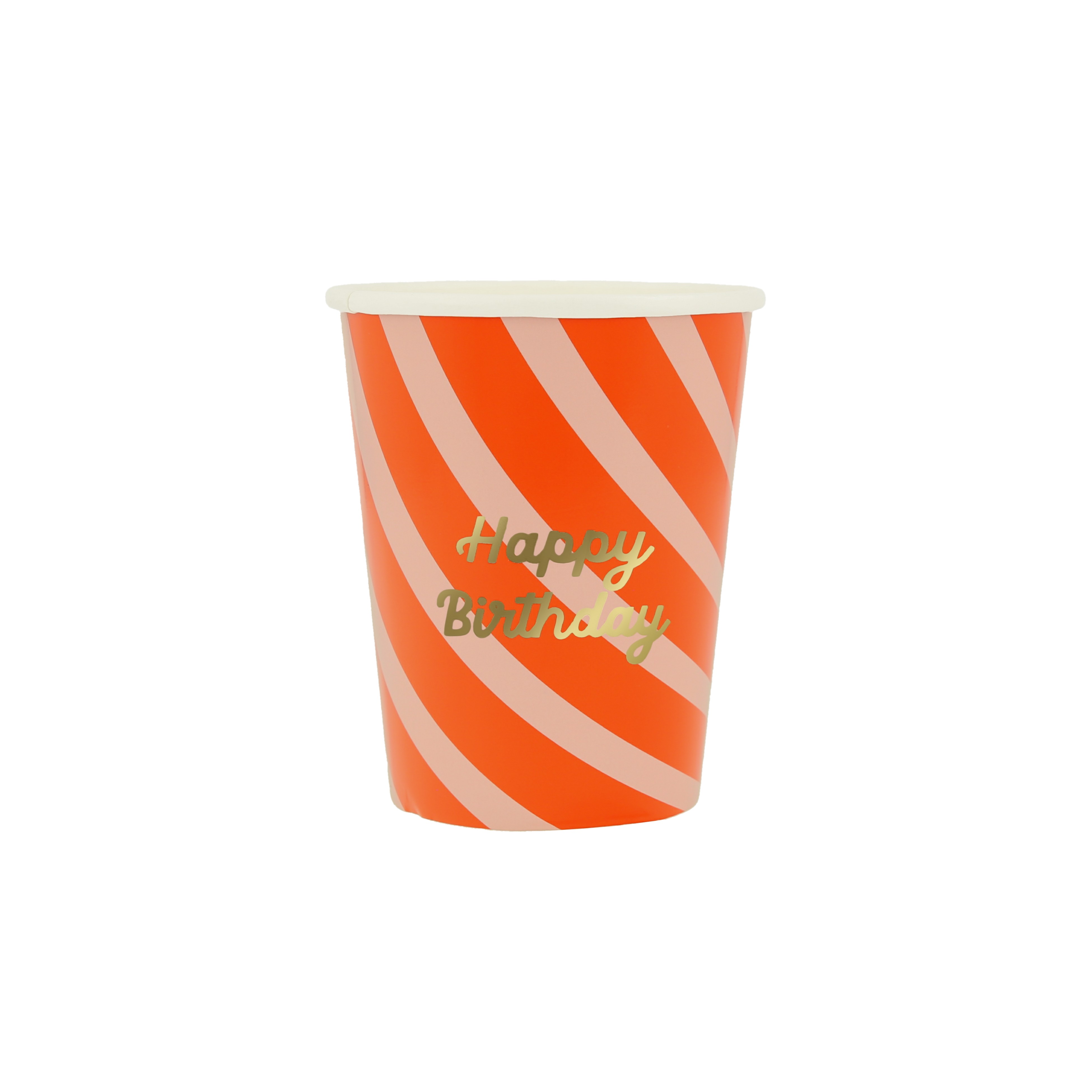 Pappbecher, Orangene Farbe, Wendelmuster, Birthday, Einwegbecher
