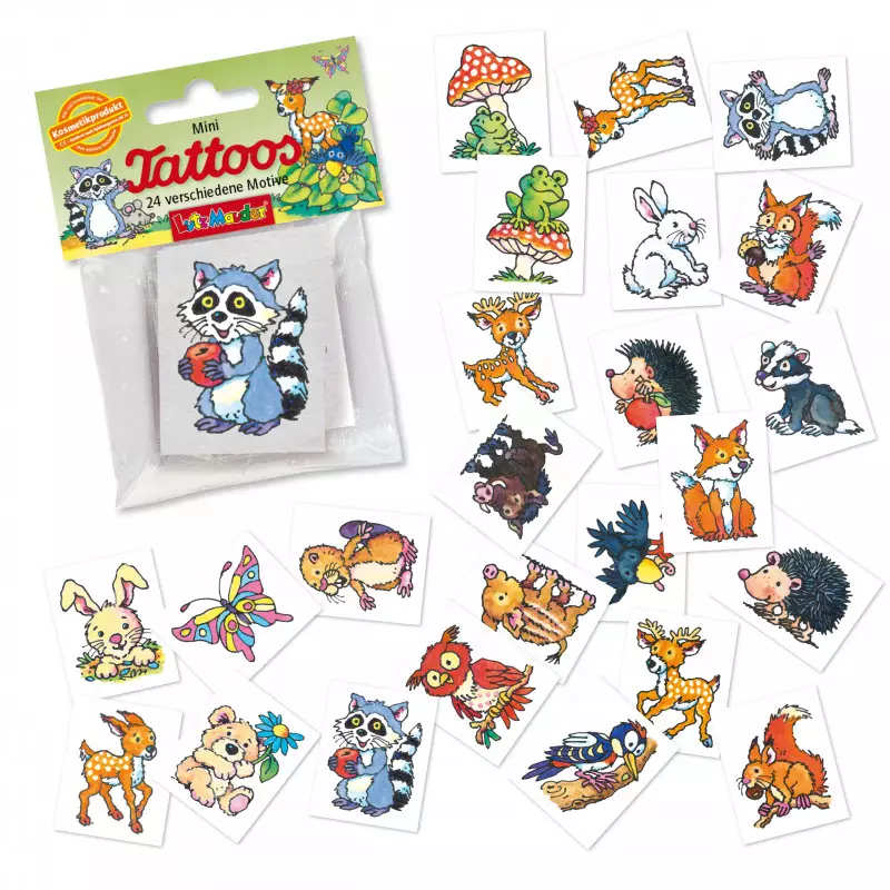Kindergeburtstag-Mini_Tattoo_Set_Waldtiere_24tlg