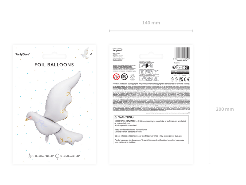 Luftballons, Folienballons, Druckluftballons, Weißer Ballon, Goldene Schnüre
