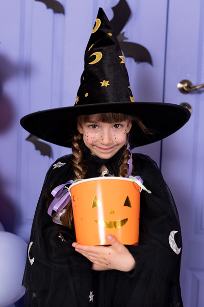 Kostüm, Hexenkostüm, Kittel, Halloween, Kürbisbehälter