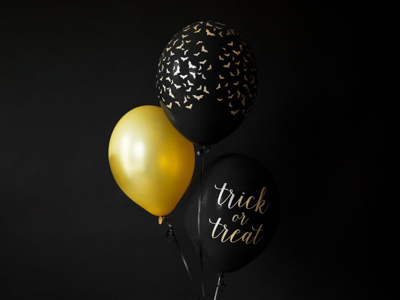 balloons, schwarze ballon, goldene ballon, muster ballon, trick or treat
