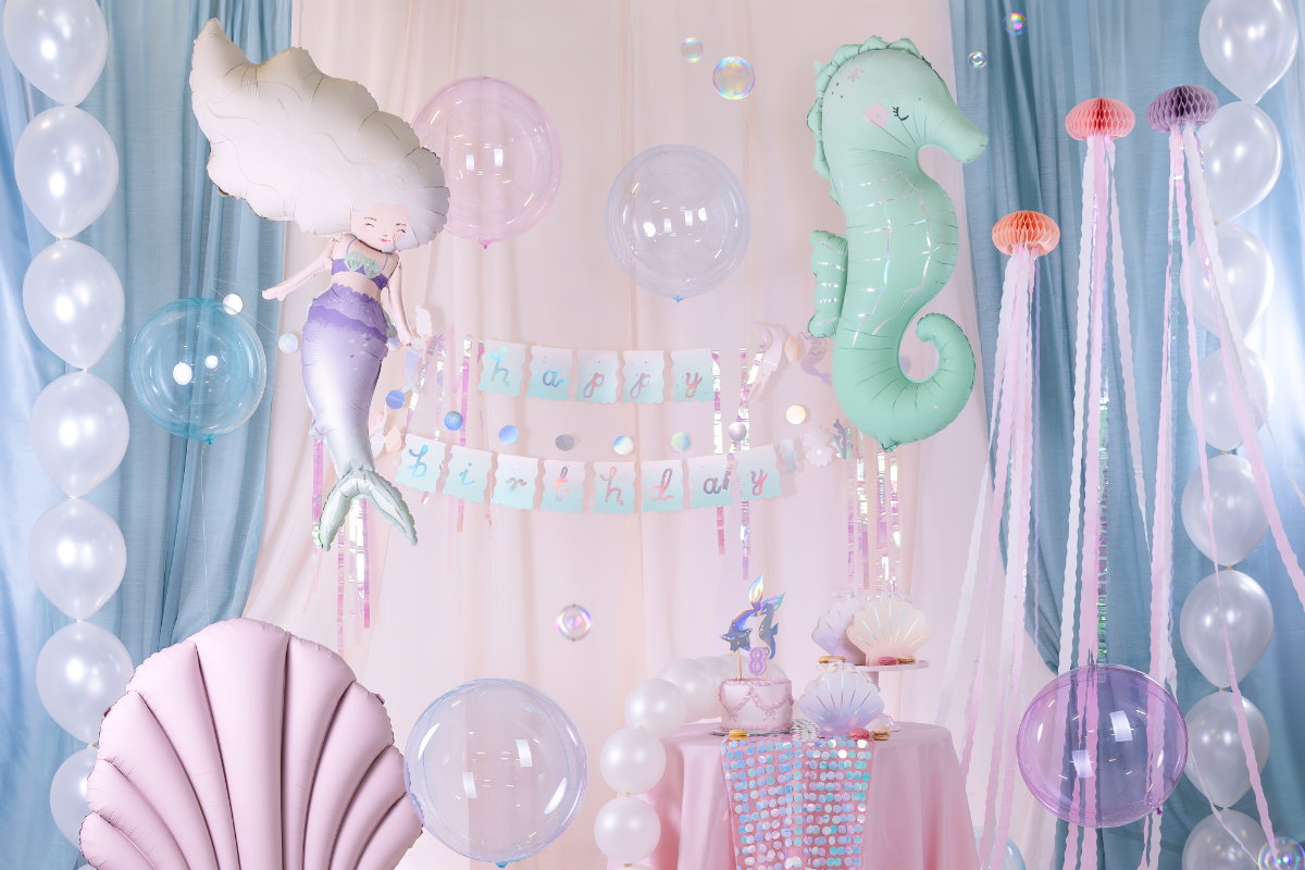 balloons, Meerjungfrau, Seepferdchen, Kuchen, Party-Dekoration