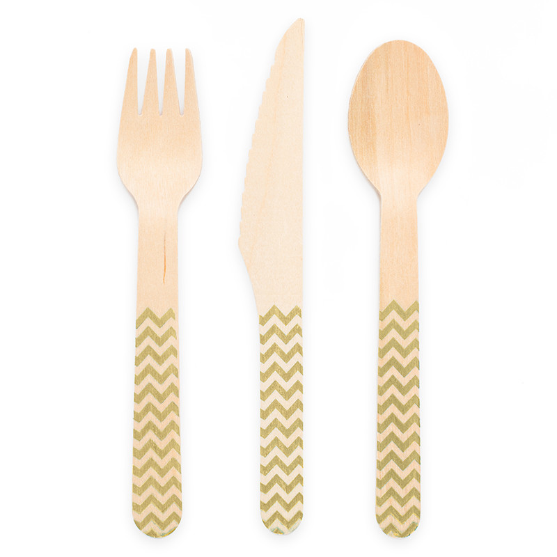 Holzbesteck Champagne-farbig, 18 Stk.