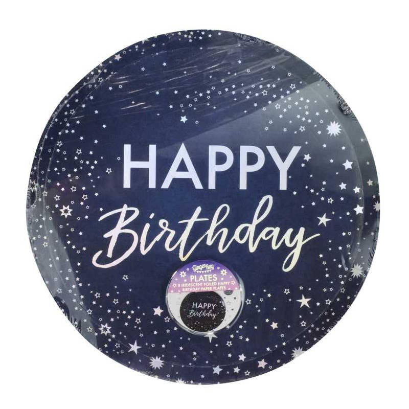 Kindergeburtstag-Partyteller_Happy_Birthday_schillernd_8_Stk_2