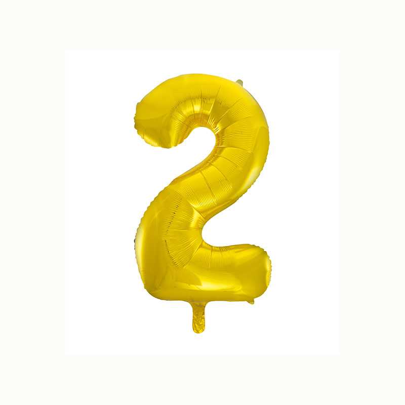 Folienballon Zahl 2 metallic-gold, 1 Stk.