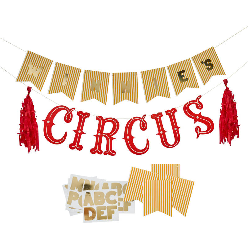 Guirlande Drôle de cirque personnalisable, 2 pcs.