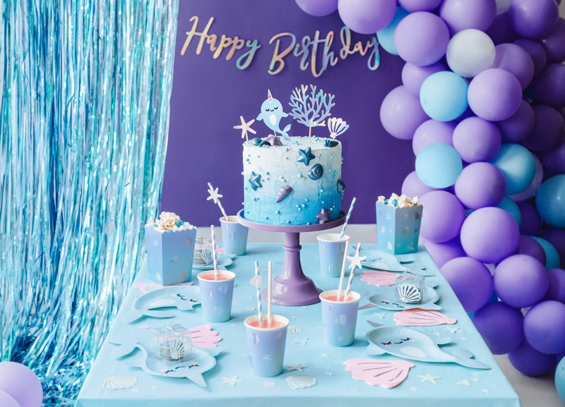 birthday, Kuchen, Feier, Blau, Deko