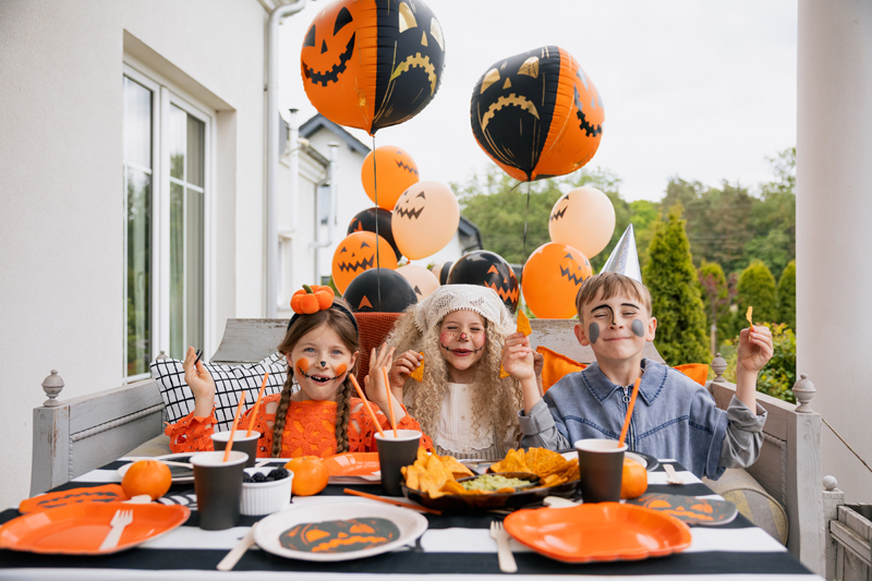 Halloween, Kinder, Party, Ballons, Kostüm