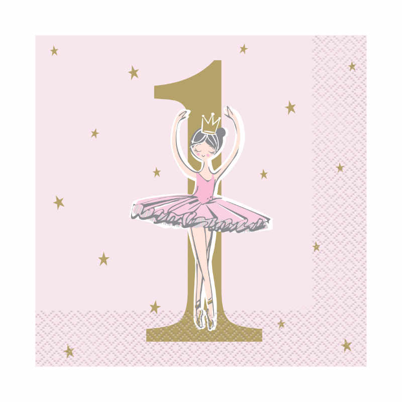 Servietten 1. Geburtstag Ballerina, 16 Stk.