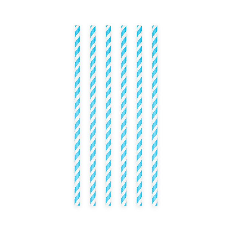 Pailles bleu rayé, 20 pcs.