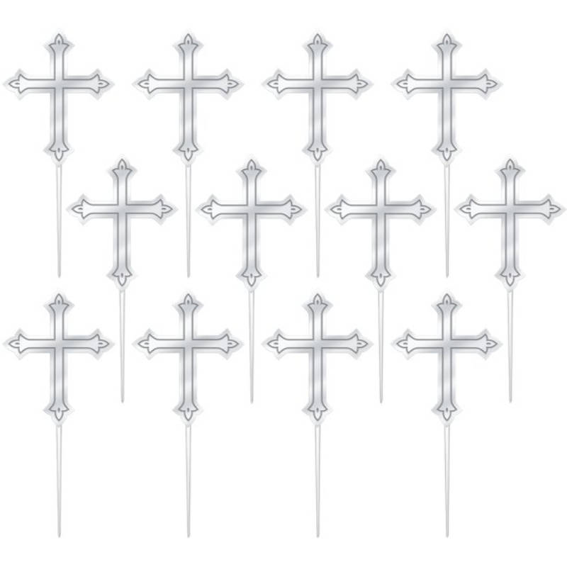 Partypicker Taufe Kreuz, 12 Stk.