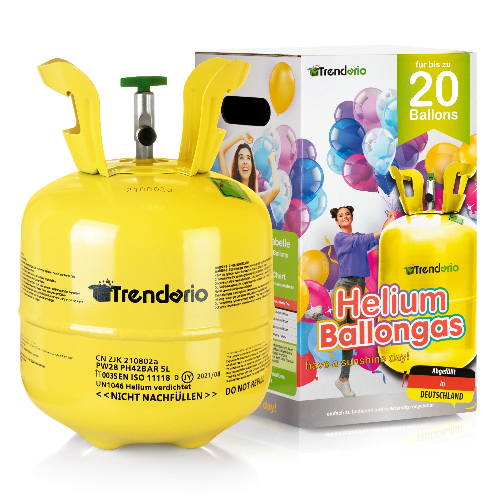 Heliumballon, Gelber Ballon, Ballonset, Luftballon, Tragbares Gasbehälter