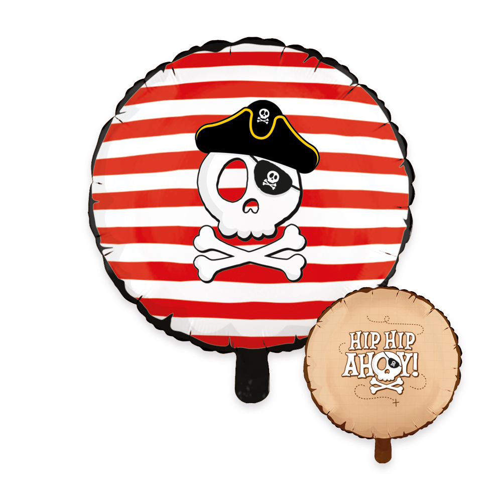 Piratenhut, Schädel, Kreuzbones, Ballon, Streifenmuster