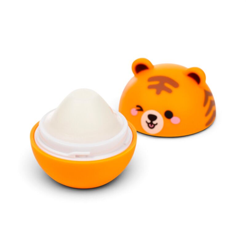 Kapsel, Lippenpflege, Kugelform, orange, Tiermotiv