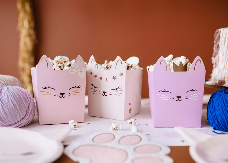 Katze, Geschenkbox, Pink, Popcorn,  Party-Artikel