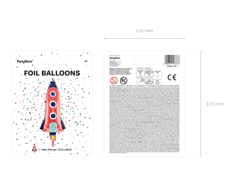 Foil balloons, Raketenschiff-Form, Partydekoration, Bunte Konfetti, Kinderparty-Deko