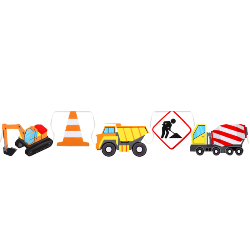 Kindergeburtstag-Wimpelkette-Baustelle