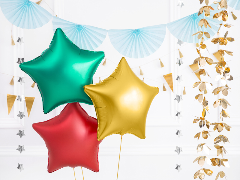 Luftballons, Sterne, Gold, Grün, Rot